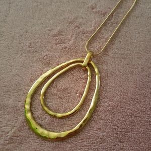 Long necklace, gold plated, double oval
